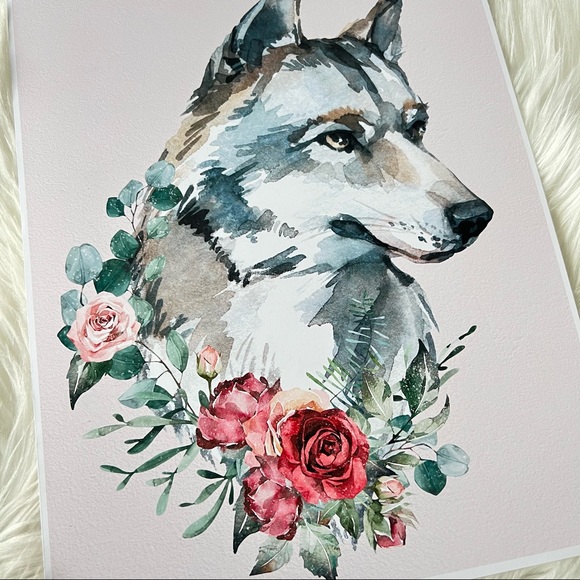 Wall Art Watercolor Wolf Portrait Illustration Print Poster Unframed - Picture 14 of 17